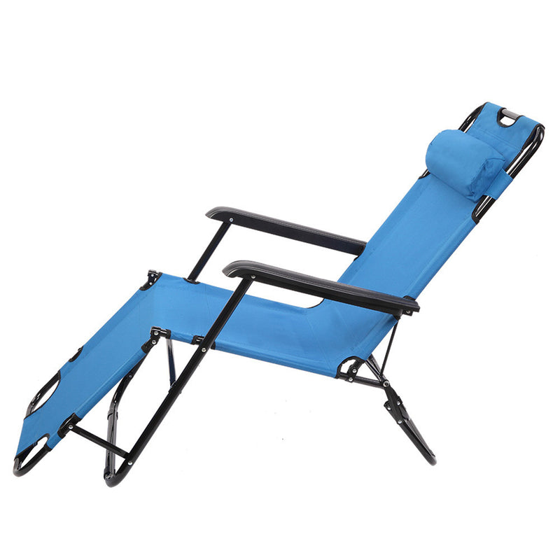 ALICIAN Portable Camping Outdoor Seat Lounge Travel Folding Dual-use Extended Recliner Blue