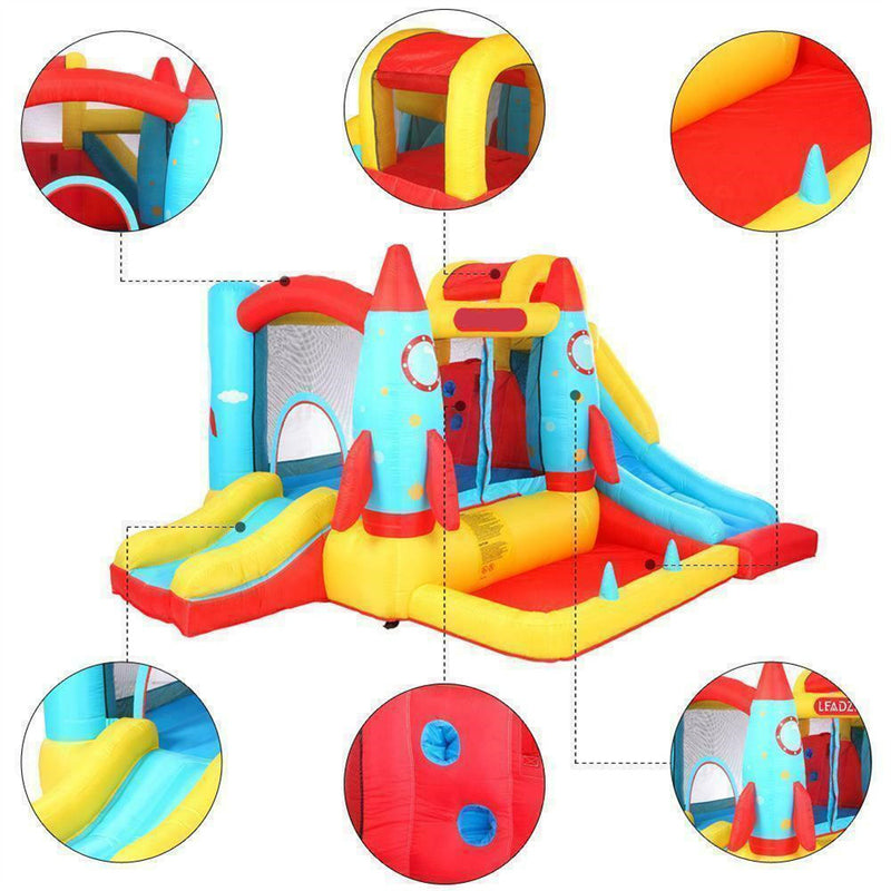 THBOXES Rocket Bounce House Inflatable Castle Jumping Surface Slide with Blower Summer Toys