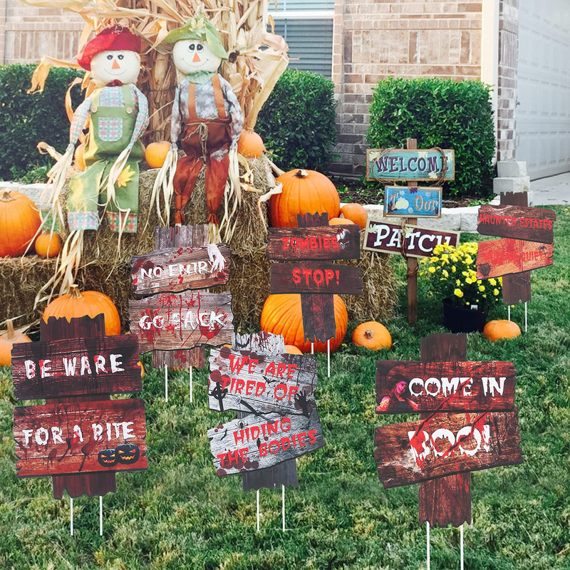 CYNDIE Halloween 6 Pack Beware Signs Yard Warning Signs