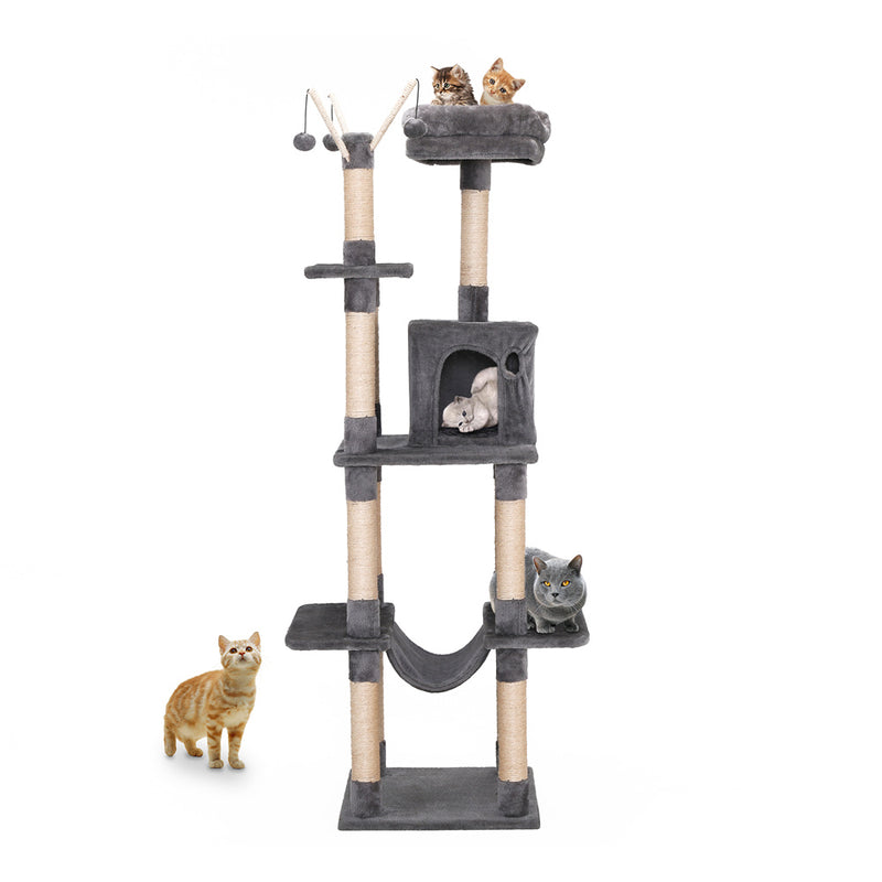 BEESCLOVER Cat Tree Toy Plush Indoor Multistory Cat Tree Toys Cat Climbing Frame Toy Grey