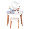 AMYOVE Dressing Table Bedroom Solid Wood Simple Dressing Table White