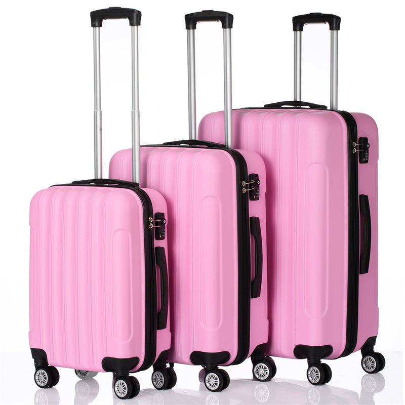 RONSHIN 3pcs 3-in-1 Large Capacity Traveling Storage Suitcase Pink