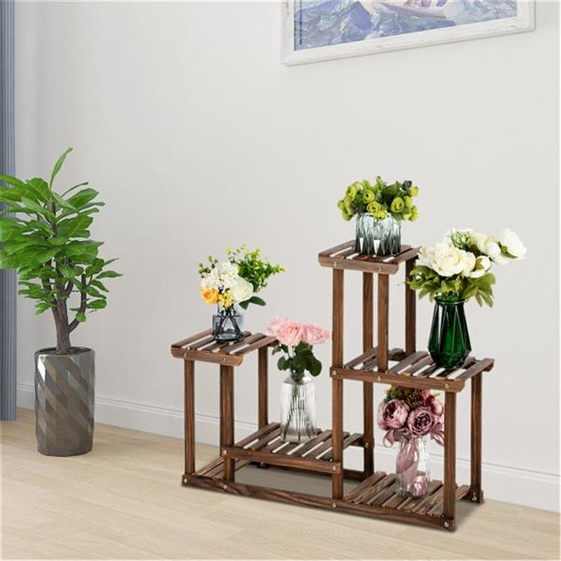 ALICIAN 4 Tier 7 Potted Pine Plant Stand Flower Rack Garden Shelves