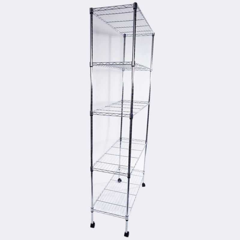 RONSHIN 5-Layer Iron Shelf with 1.5" Smooth Wheels Chrome Plated Storage Rack Organizer