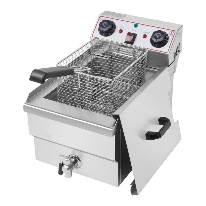 ZOKOP 1700W Electric Fryer Stainless Steel Big Capacity Faucet Single Tank Deep Fryer