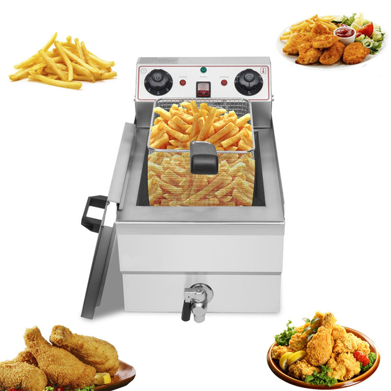 ZOKOP 1700W Electric Fryer Stainless Steel Big Capacity Faucet Single Tank Deep Fryer