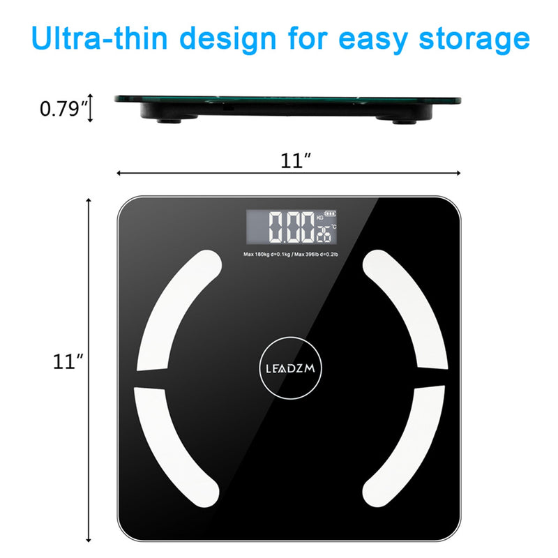 DSSTYLES Body Fat Scale Bluetooth 180kg Capacity Black