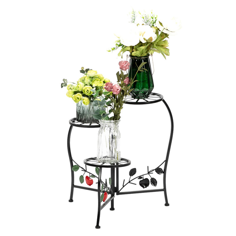 ALICIAN Metal Plant Stand Shelf 3-base Flower Pot Holder Organizing Racks Black