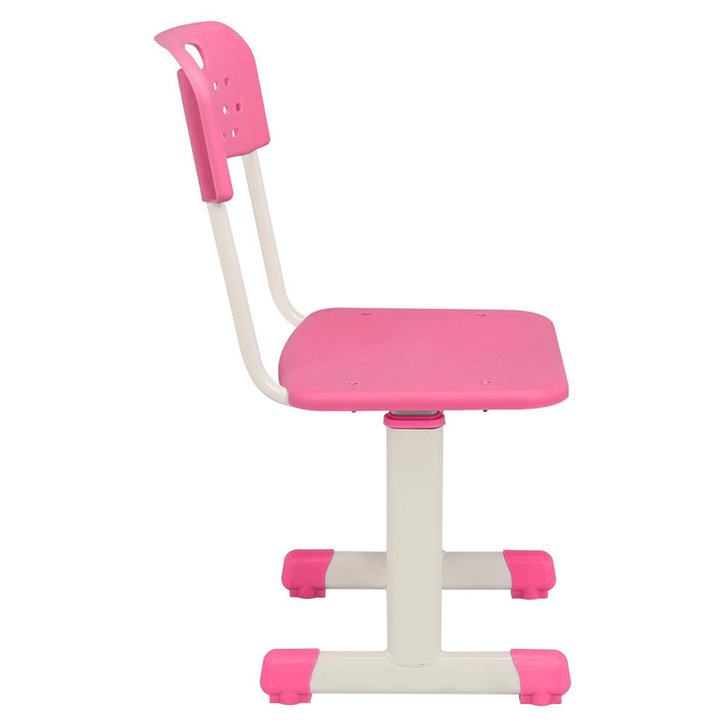 AMYOVE Student Table Chair Set Adjustable White Paint Wood Grain Surface Plastic Pink