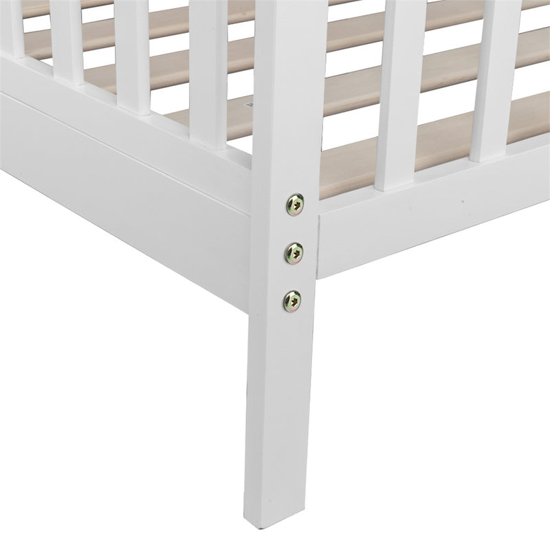 AMYOVE Wooden Baby Toddler Bed Pine Children Bedroom Furniture with Safety Guardrail