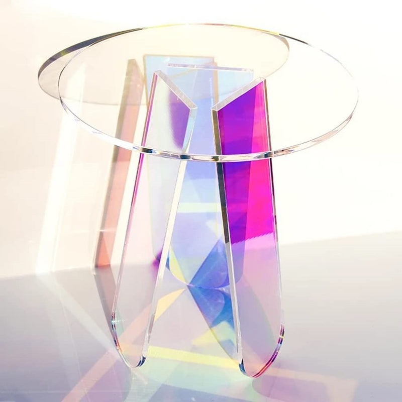 AMYOVE Acrylic Coffee Table Modern Round Glass End Table Side Table - Large