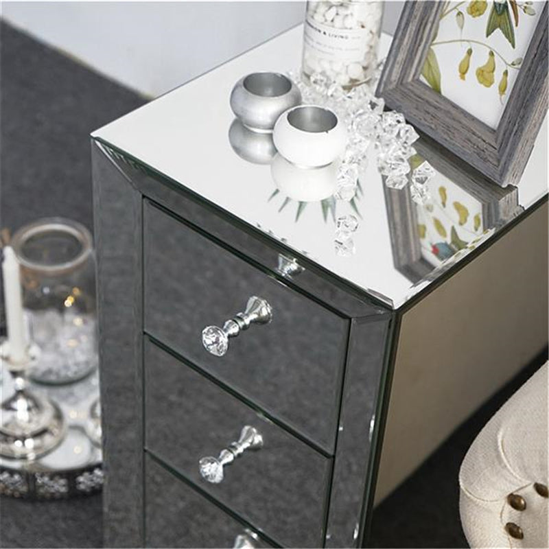 AMYOVE Mini Cabinet Table with 3-drawers Nightstand Bedroom Silver