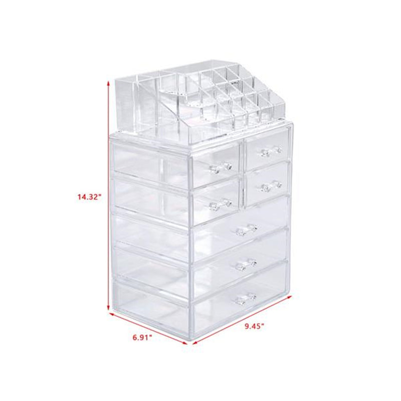 RONSHIN 2pcs Makeup Organizer Cosmetic Storage Drawers Acrylic Makeup Holders Transparent