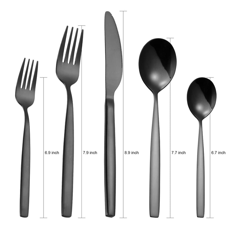 GARVEE CIBEAT 30 Piece Stainless Steel Kitchen Flatware Set - Black