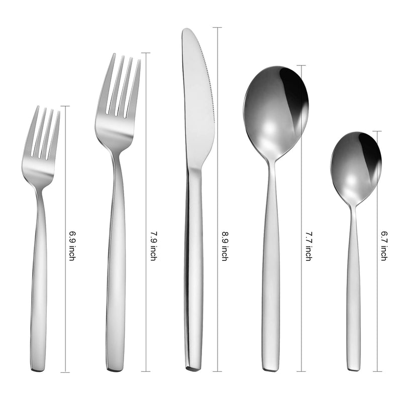 CIBEAT 40 Piece Stainless Steel Kitchen Flatware Set - Silver