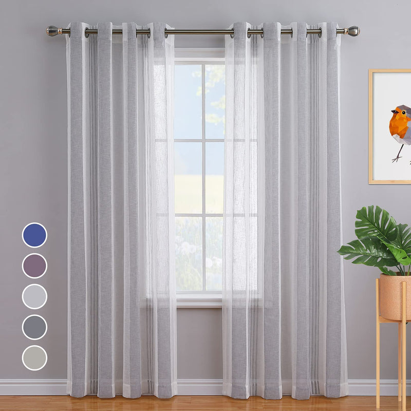 CAROMIO 52"W Sheer Curtains for Living Room Bedroom Light Gray 52"W x63"L