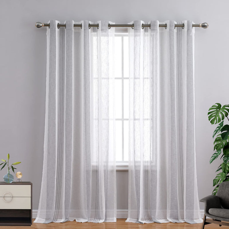 WHIZMAX 52 inches W Sheer Curtains for Living Room Bedroom Light Gray 52 inches W x84 inches L