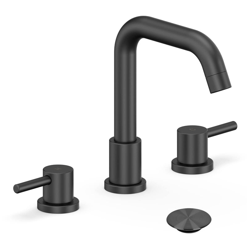 GARVEE Matte Black Widespread Bathroom Faucets for Sink 3 Hole 8 Inch 2 Handle Faucet Matte Black