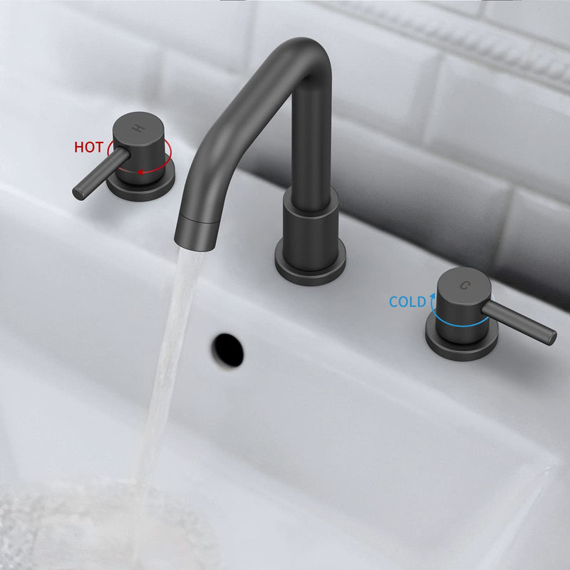 GARVEE Matte Black Widespread Bathroom Faucets for Sink 3 Hole 8 Inch 2 Handle Faucet Matte Black