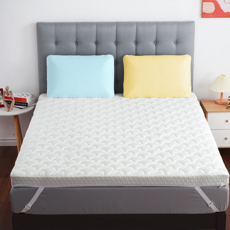 HOMHOUGO Mattress Topper Medium Firm Memory Foam 4-Inch Triple Layer Bed Topper - Full