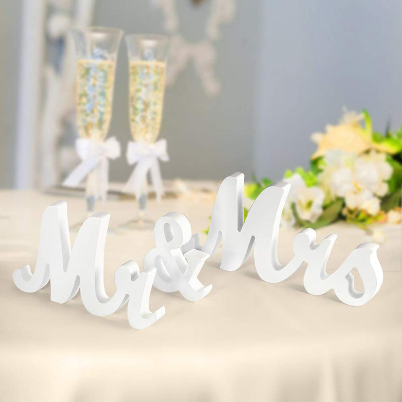 RONSHIN Mr and Mrs Wood Sign Exquisite Big Size for Wedding Sweetheart Table Decorations White