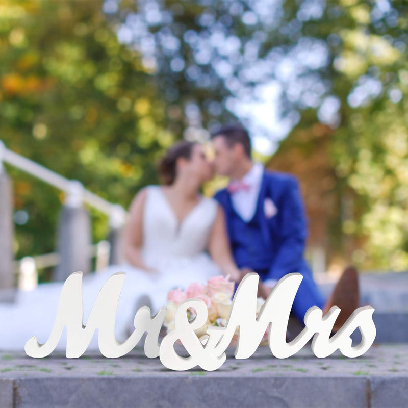 RONSHIN Mr and Mrs Wood Sign Exquisite Big Size for Wedding Sweetheart Table Decorations White