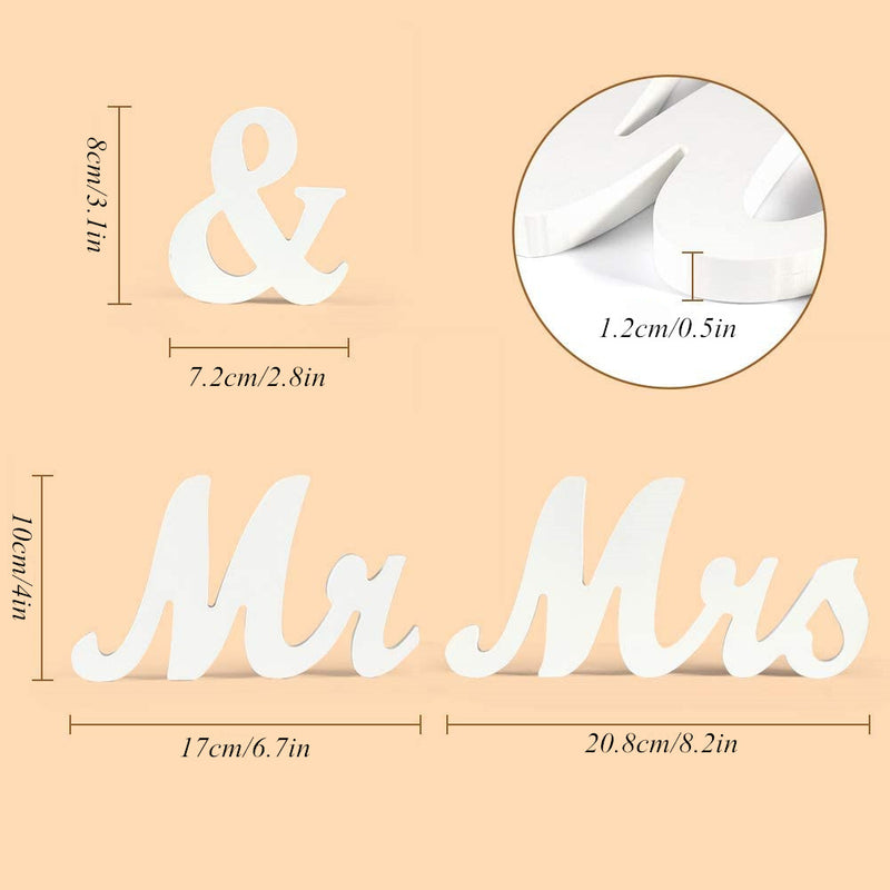 RONSHIN Wood Letters Mr Mrs Wedding Props Party Decoration White