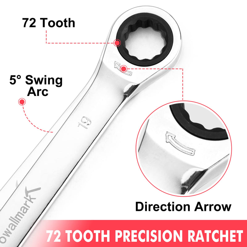 TOWALLMARK 20-Piece SAE Metric Ratcheting Combination Wrench Set Ratchet Wrenches Set