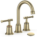 GARVEE Classical Bathroom faucets for Sink 3 Holes 8 inch Bathroom Faucet Widespread Brushed Gold Bathroom Faucet