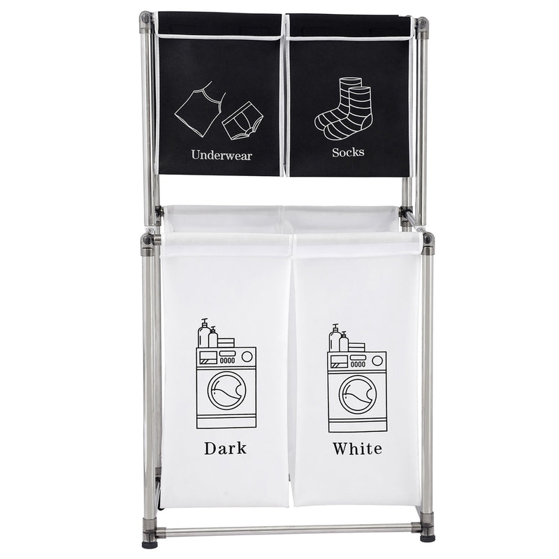 RONSHIN 2 Tier Laundry Hamper with 4 Removable Bags Laundry Sorter Storage Basket