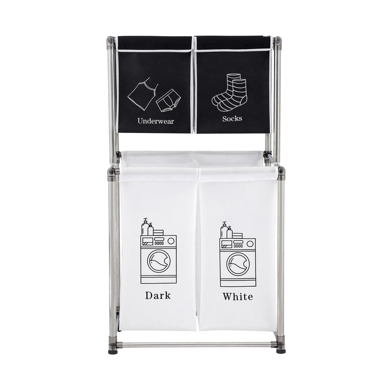 RONSHIN 2 Tier Laundry Hamper with 4 Removable Bags Laundry Sorter Storage Basket