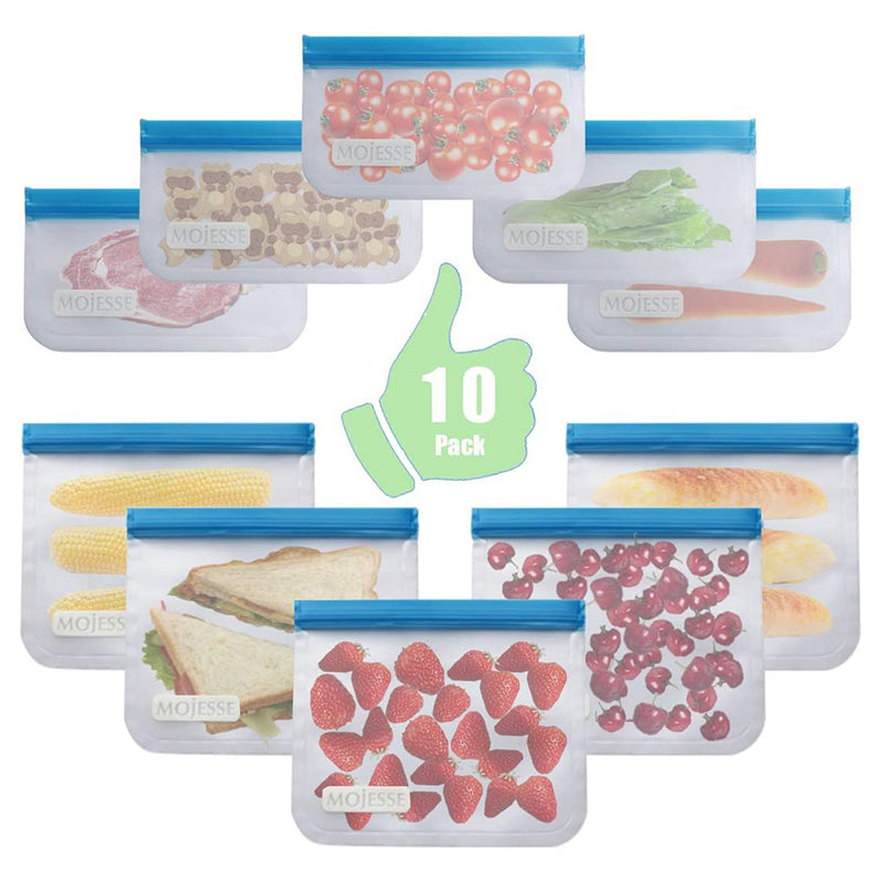 RONSHIN 10PCS Food Storage Bags Reusable Leakproof Ziplock Sandwich Bag