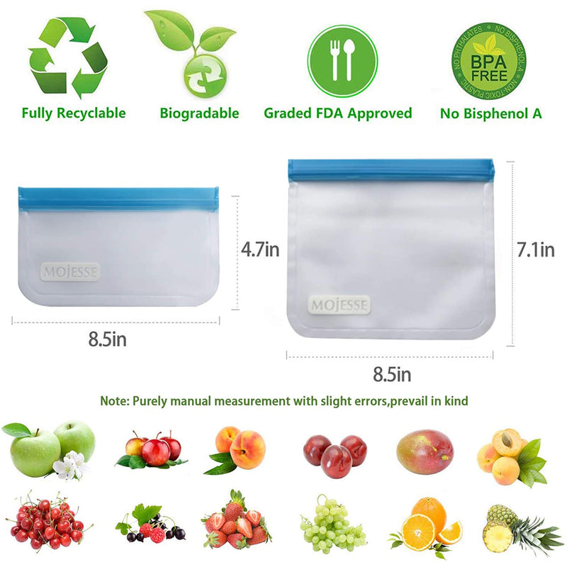 RONSHIN 10PCS Food Storage Bags Reusable Leakproof Ziplock Sandwich Bag