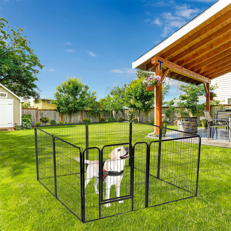 BEESCLOVER 8 Panel 31.5 inches Foldable Pet Playpen Heavy Duty Metal Exercise Fence