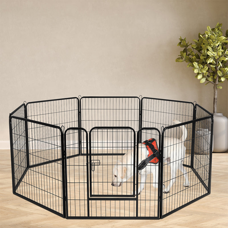 BEESCLOVER 8 Panel 31.5 inches Foldable Pet Playpen Heavy Duty Metal Exercise Fence