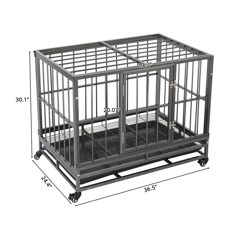 BEESCLOVER 36in Portable Foldable Cage Easy Assemble Pet Playpen with Tray Rollers