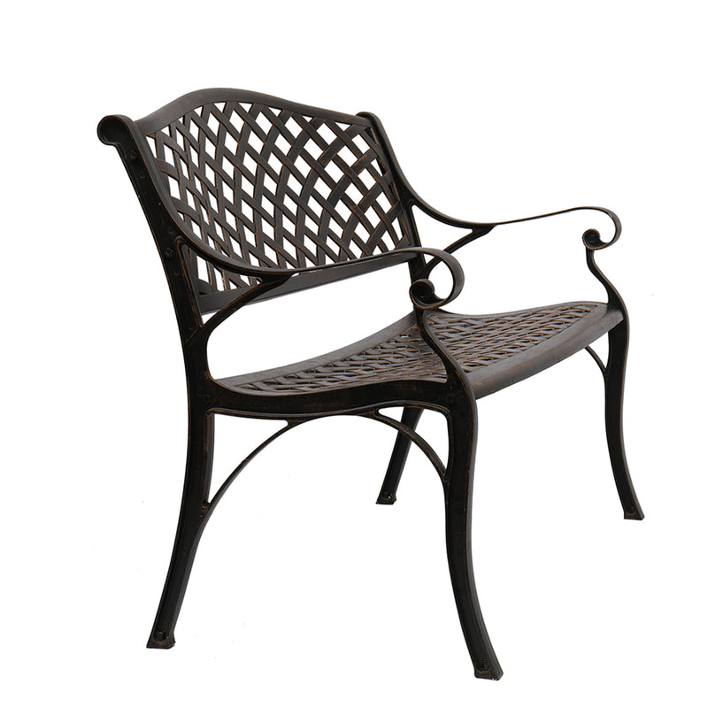 ALICIAN 40.5 inches Outdoor Cast Aluminum Bench with Mesh Backrest