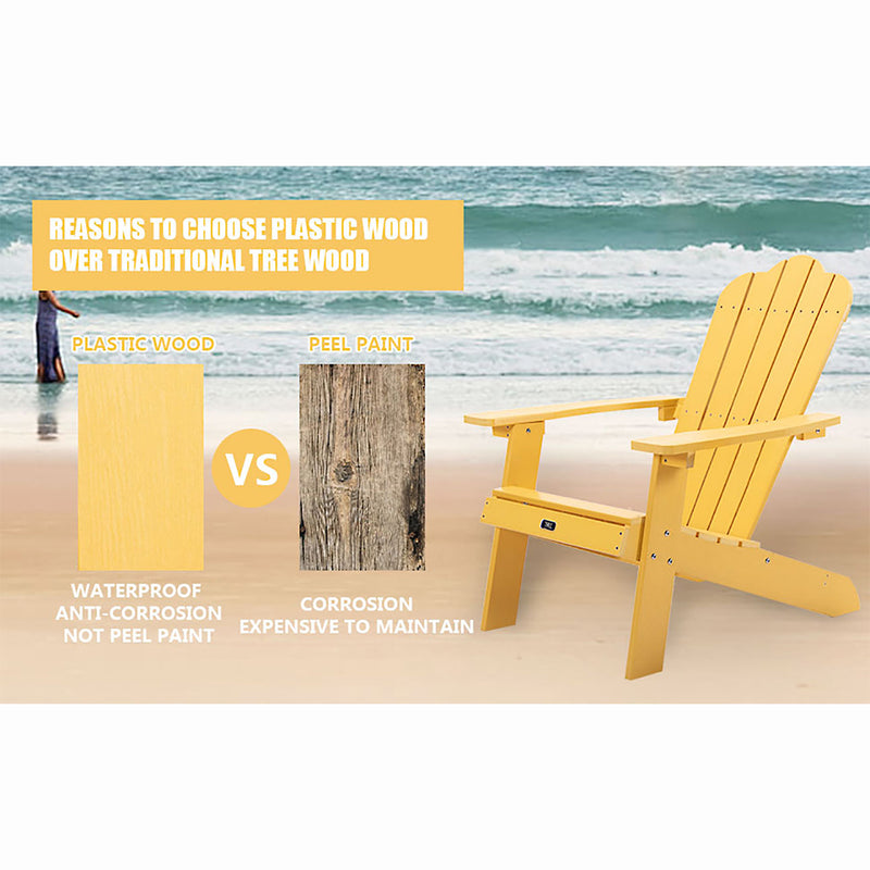 ALICIAN Classic Wooden Chair for Patio Deck Garden Backyard Yellow