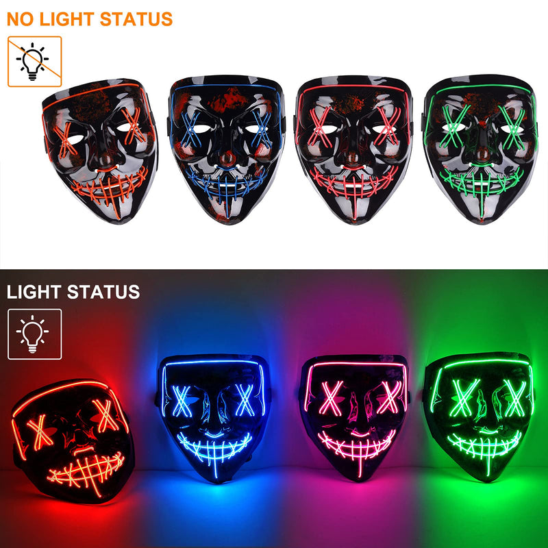 CYNDIE 4 PACK Halloween Scary Mask LED Mask