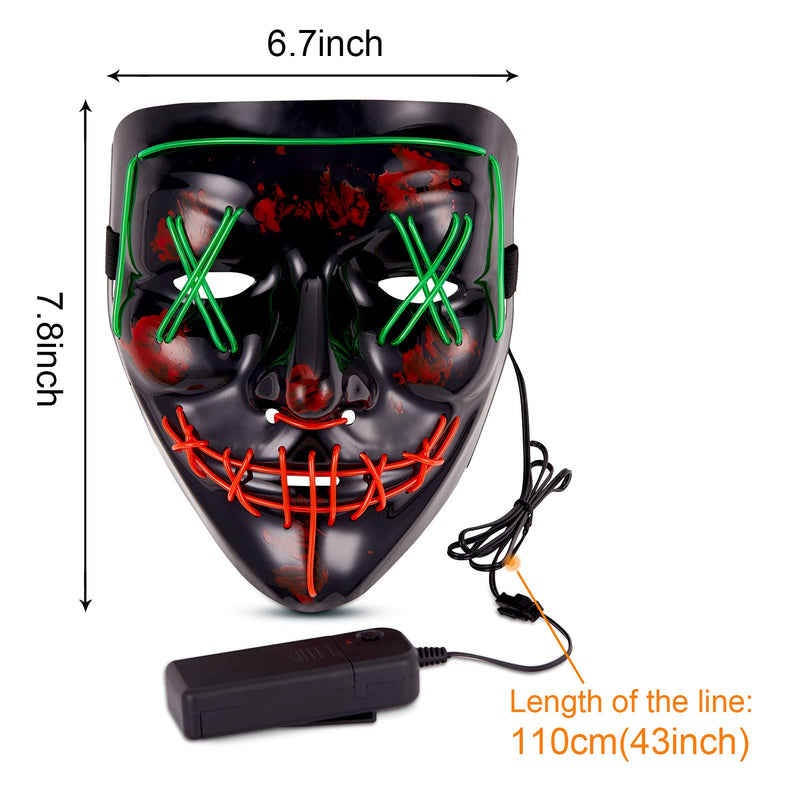 WHIZMAX 6PACK Halloween Purge Mask LED Gloves Set