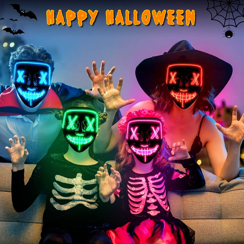 CYNDIE 4 PACK Halloween Scary Mask LED Mask