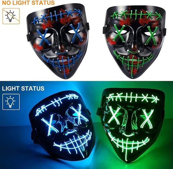 CYNDIE Halloween 3pcs LED Mask Light Up Scary Mask