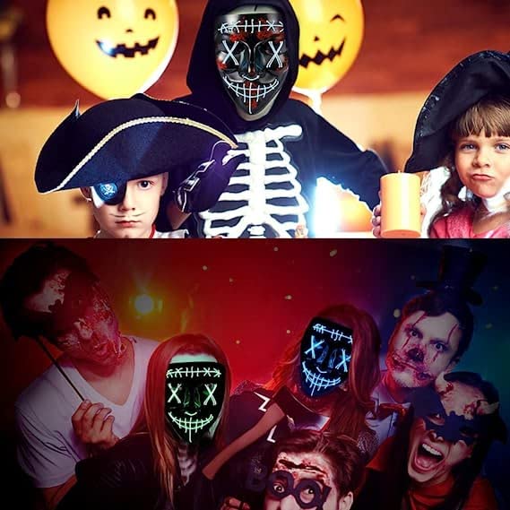 WHIZMAX Halloween 2pcs LED Mask Light Up Scary Mask