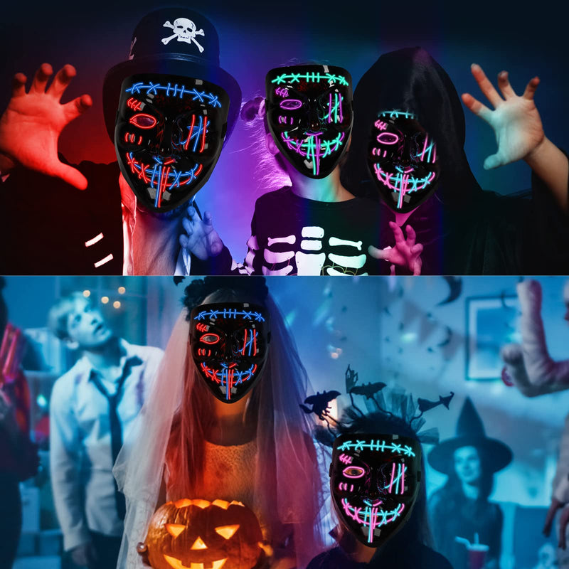 CYNDIE 3 PACK Halloween Scary Mask LED Mask