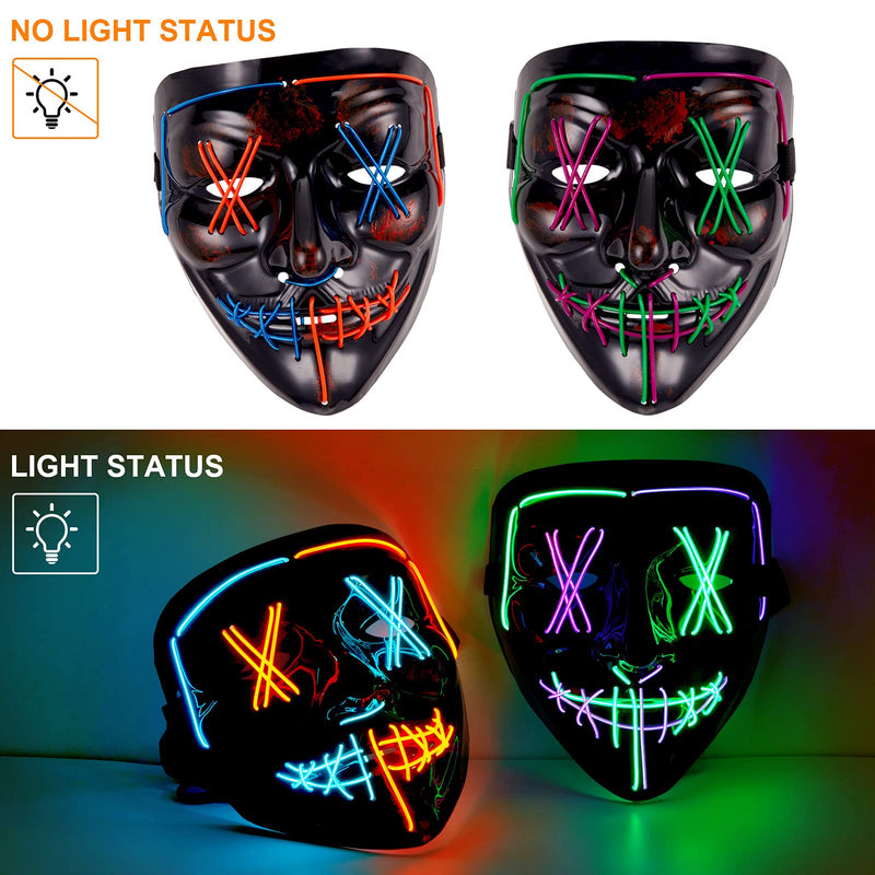 CYNDIE 2 Pack Halloween Led Masks and Gloves Set