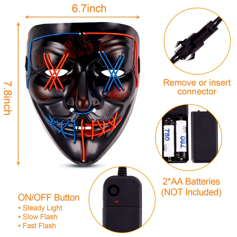 WHIZMAX 2 Pack Halloween Led Masks and Gloves Set