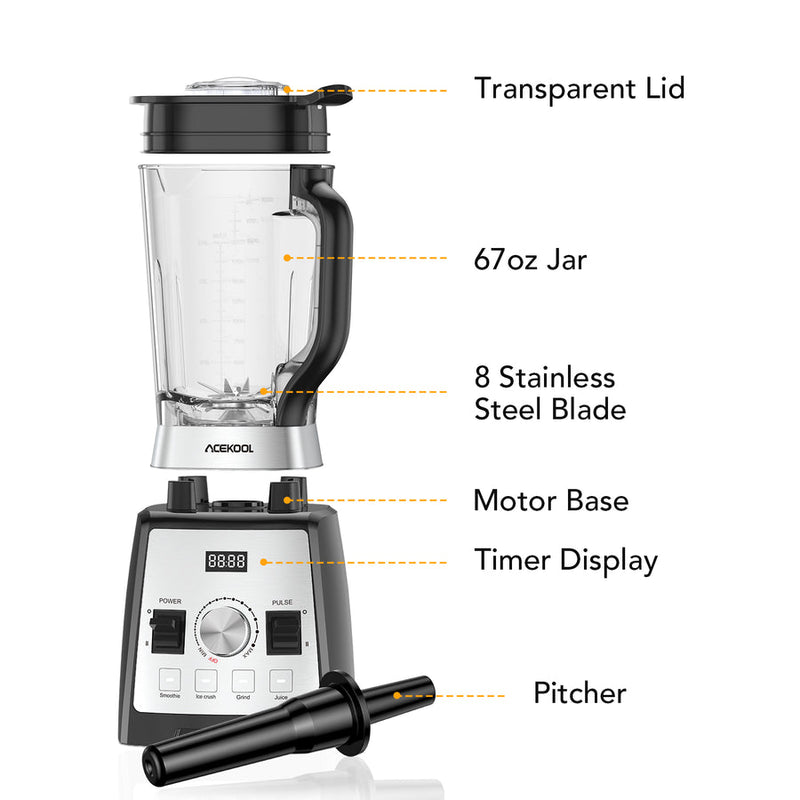 ACEKOOL Blender BC2 1450W 2L Smoothie Blender with Pitcher UK Plug