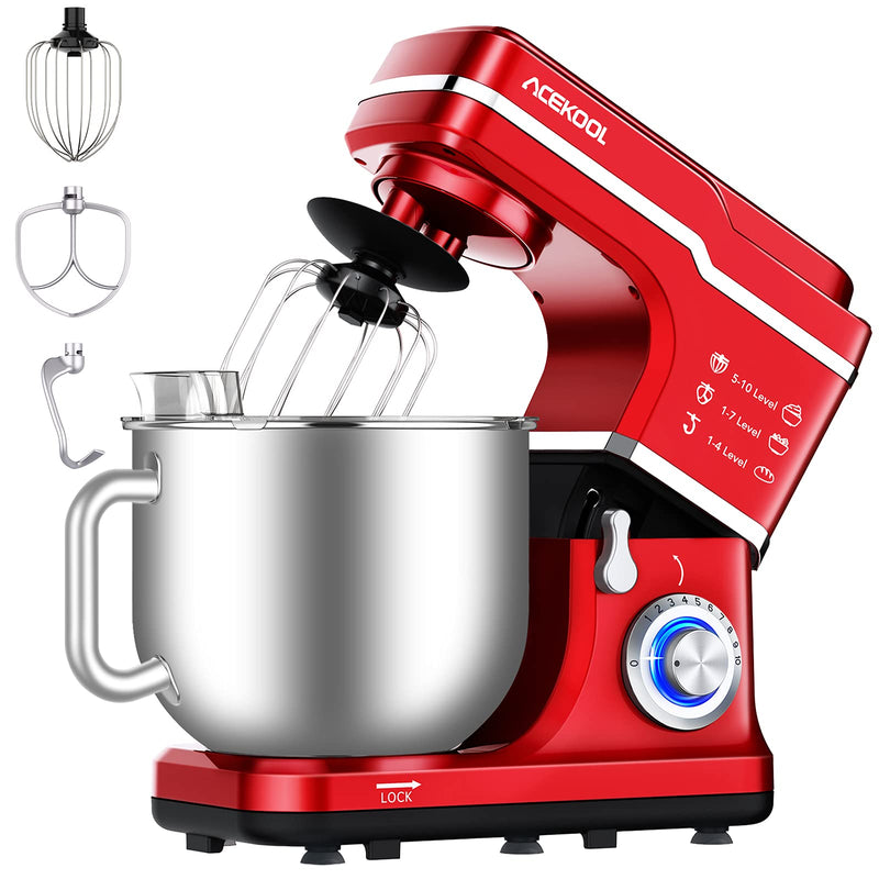 ACEKOOL Mixer MC1 1400W 7.5QT 10 Speeds Tilt-Head Stand Mixer Red EU Plug