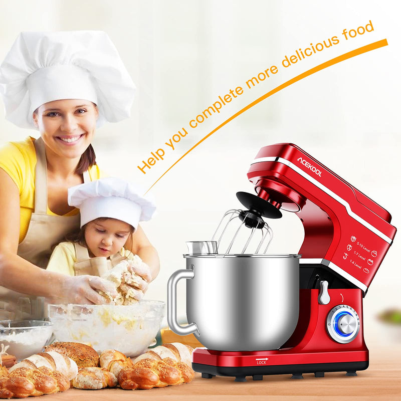 ACEKOOL Mixer MC1 1400W 7.5QT 10 Speeds Tilt-Head Stand Mixer Red EU Plug