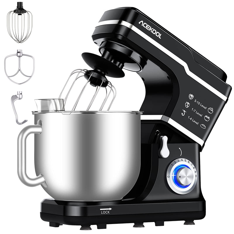 ACEKOOL Mixer MC1 1400W 7.5QT 10 Speeds Tilt-Head Stand Mixer Black UK Plug